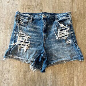 Womens American Eagle Curvy Hi-Rise Shortie Jean Shorts - 16